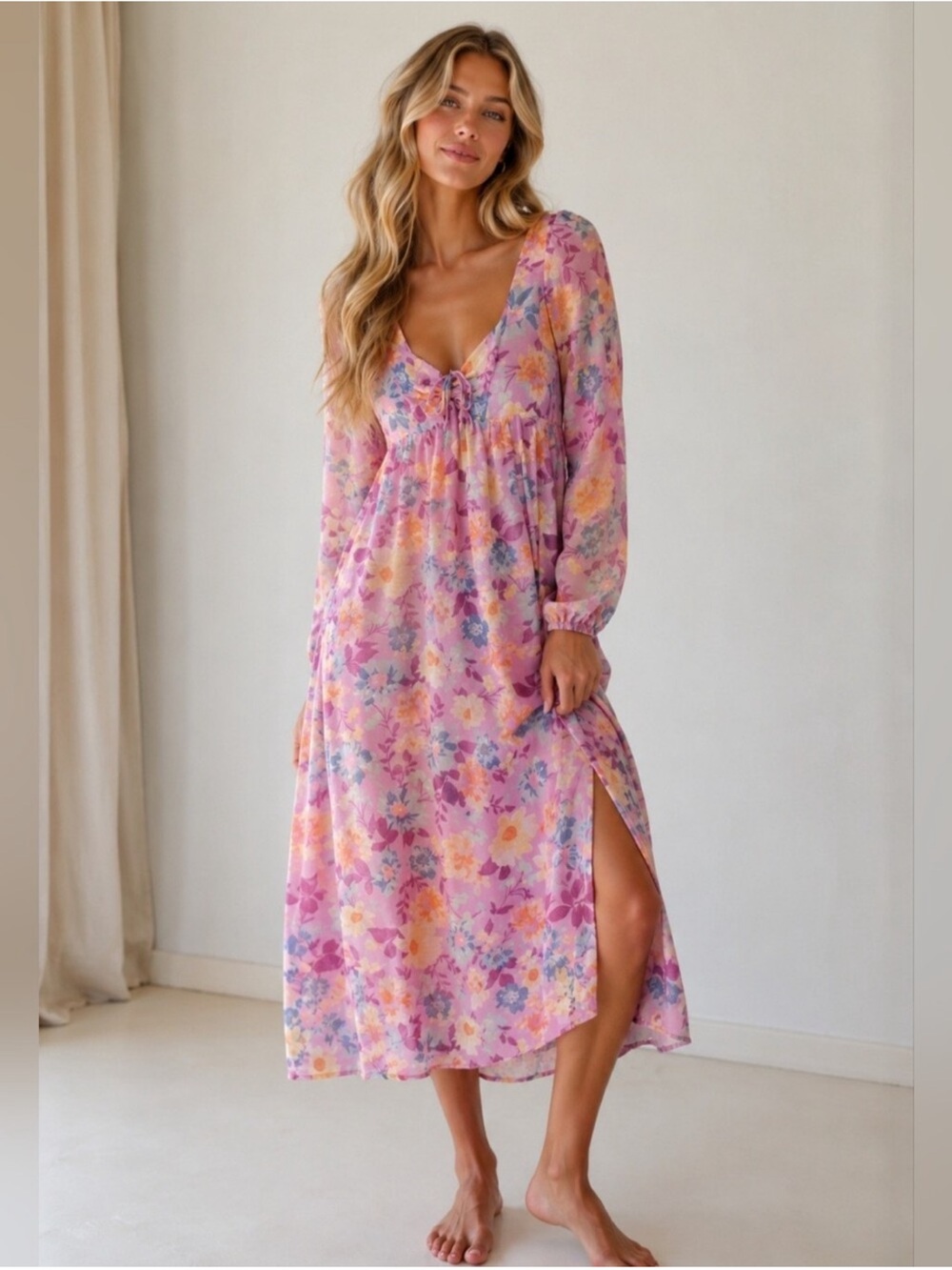 Billabong x Salty Blonde Lilac Floral Midi Dress